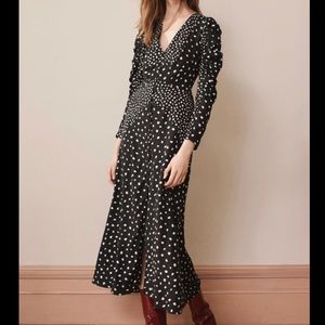 Rebecca Taylor black/white polka dot midi dress